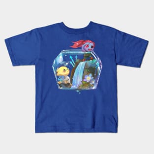 ut-Undyne Alphys in waterfall Kids T-Shirt